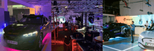 3 images of Uber x Wayve immersive event production various images with different lights